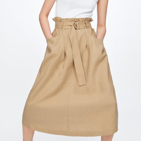 NWT ZARA BELTED LINEN SKIRT 8119/047 - Picture 3 of 9